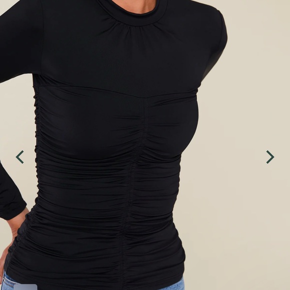 Long Sleeve Ruched Mock Neck - Picture 2 of 3